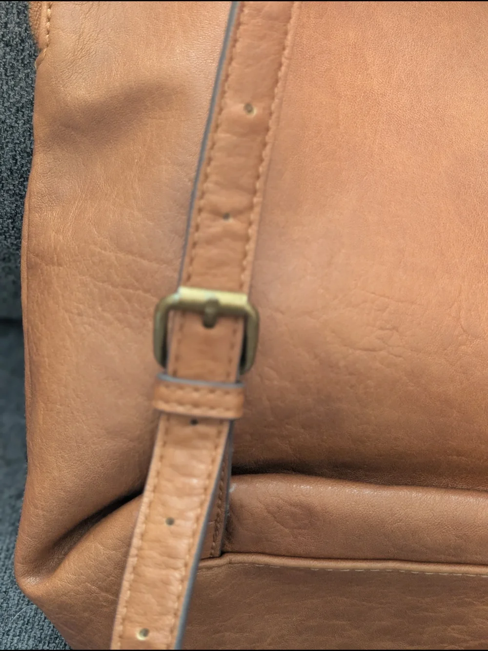 Market & Spruce Dara Zipper Detail Leather Backpack Tote - Cognac